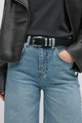 Two buckle belt - Black/silver