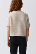 Y kn short sleeve top - Dk grey melange