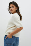 Y kn short sleeve top - Cashmere blue