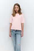 Y kn short sleeve top - Cashmere blue