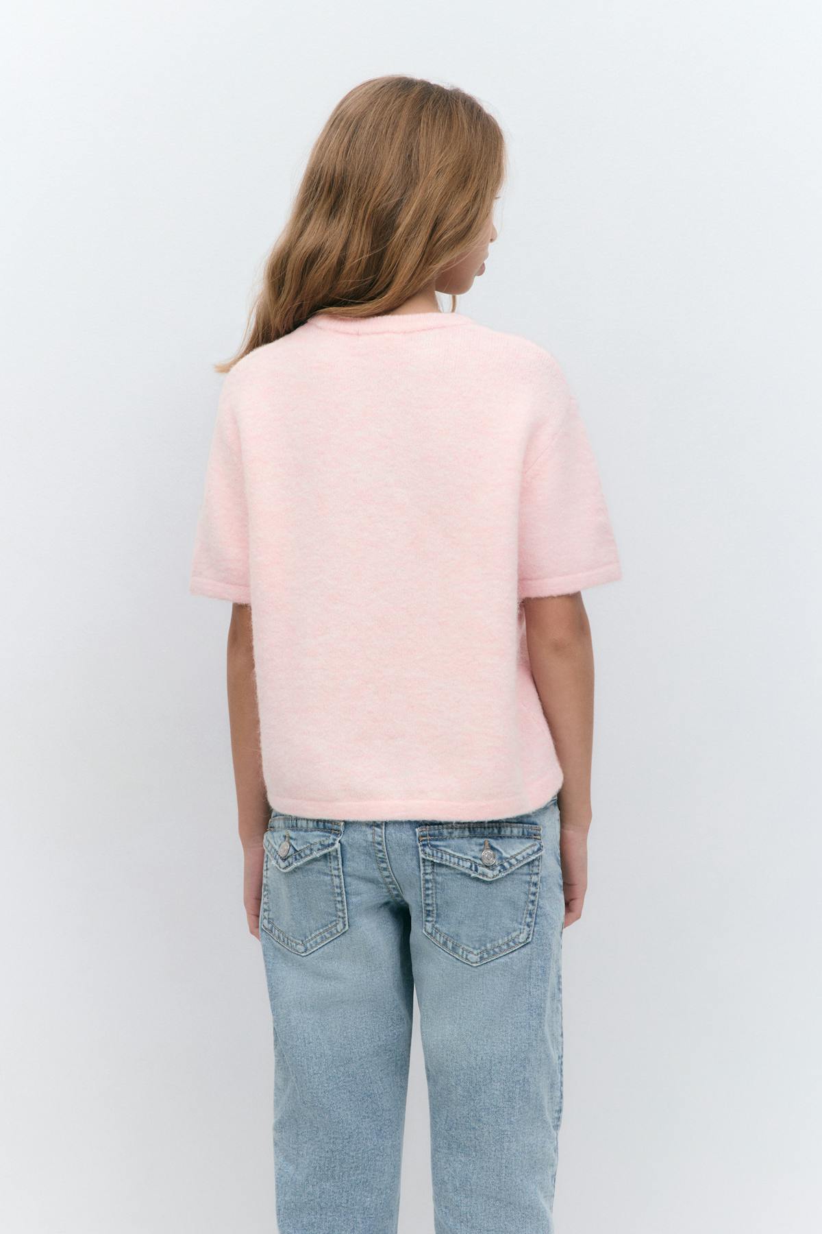 Y kn short sleeve top - Navy blazer