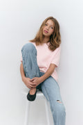 Y kn short sleeve top - Navy blazer