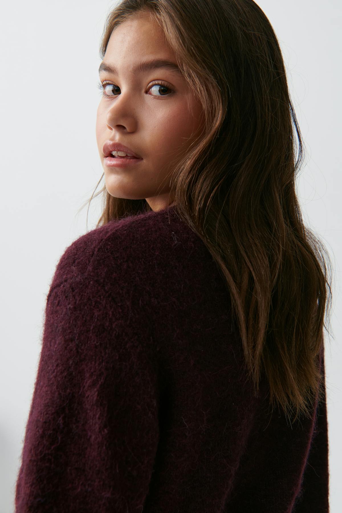 Y kn short sleeve top - Brown melange