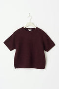Y kn short sleeve top - Dk grey melange