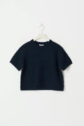 Y kn short sleeve top - Oat melange