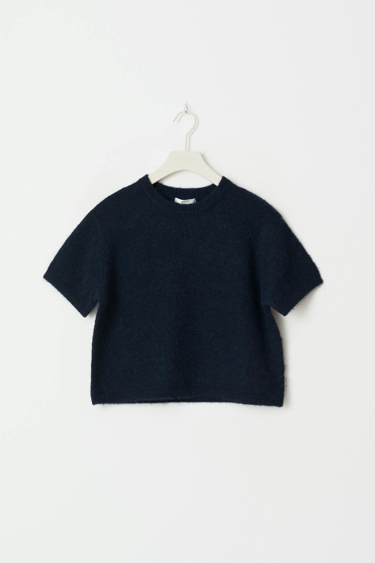 Y kn short sleeve top - Oat melange