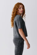 Y kn short sleeve top - Brown melange