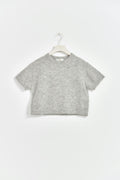 Y kn short sleeve top - Lt grey melange