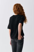 Y kn short sleeve top - Noir