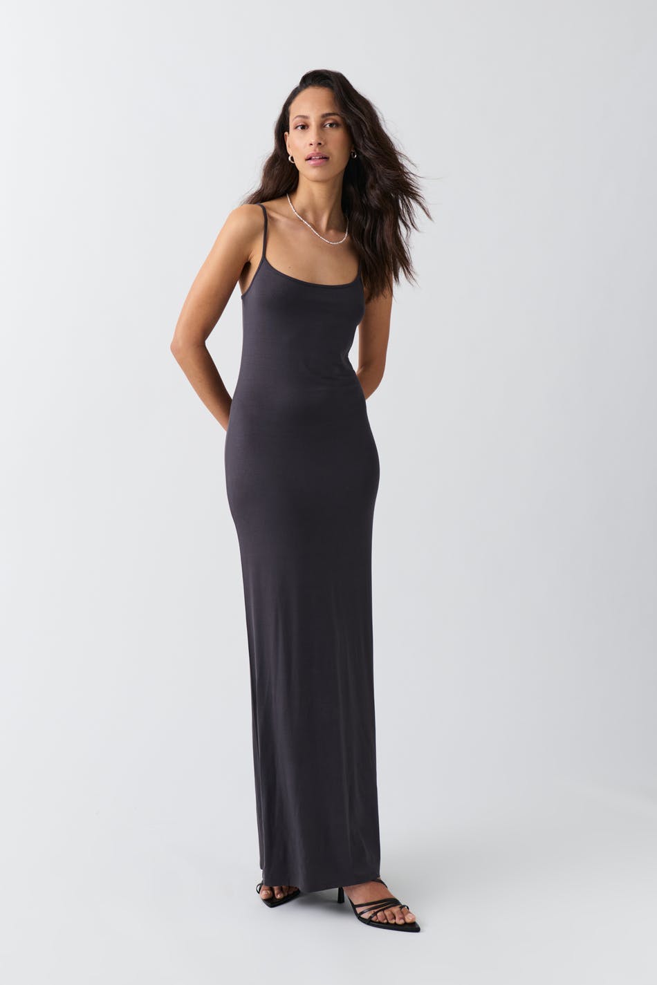 Maxi slip dress - Deep taupe