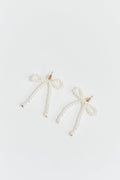 pearl bow earrings - Blanc cassé