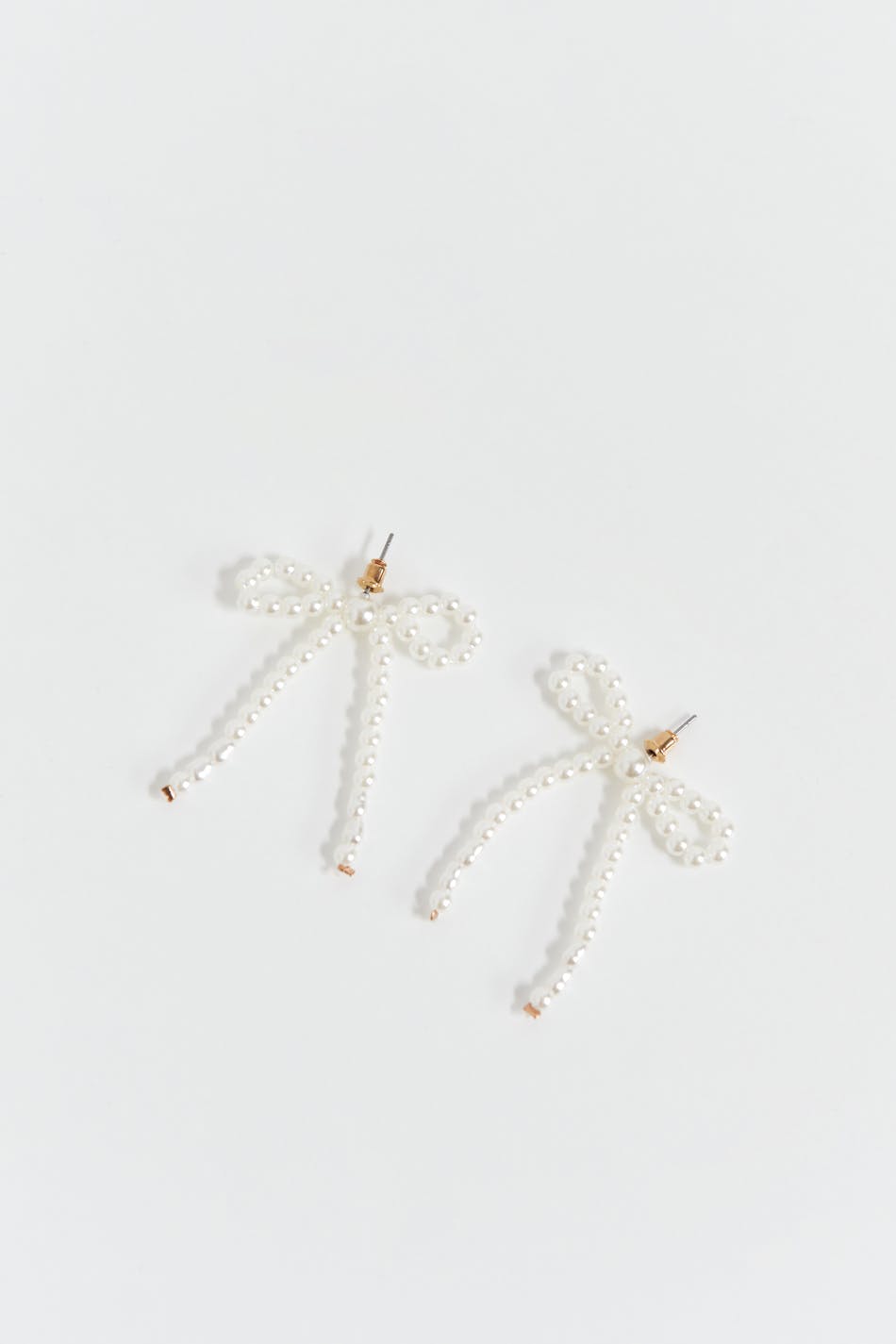 pearl bow earrings - Blanc cassé