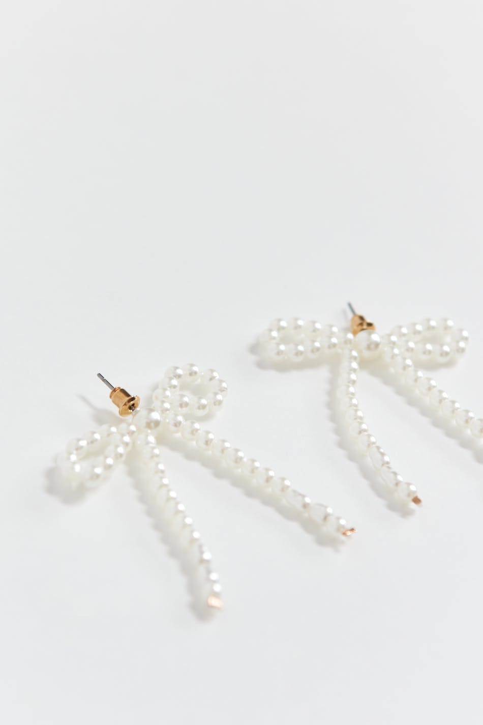 pearl bow earrings - Blanc cassé