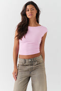 Soft touch open back top - Stone