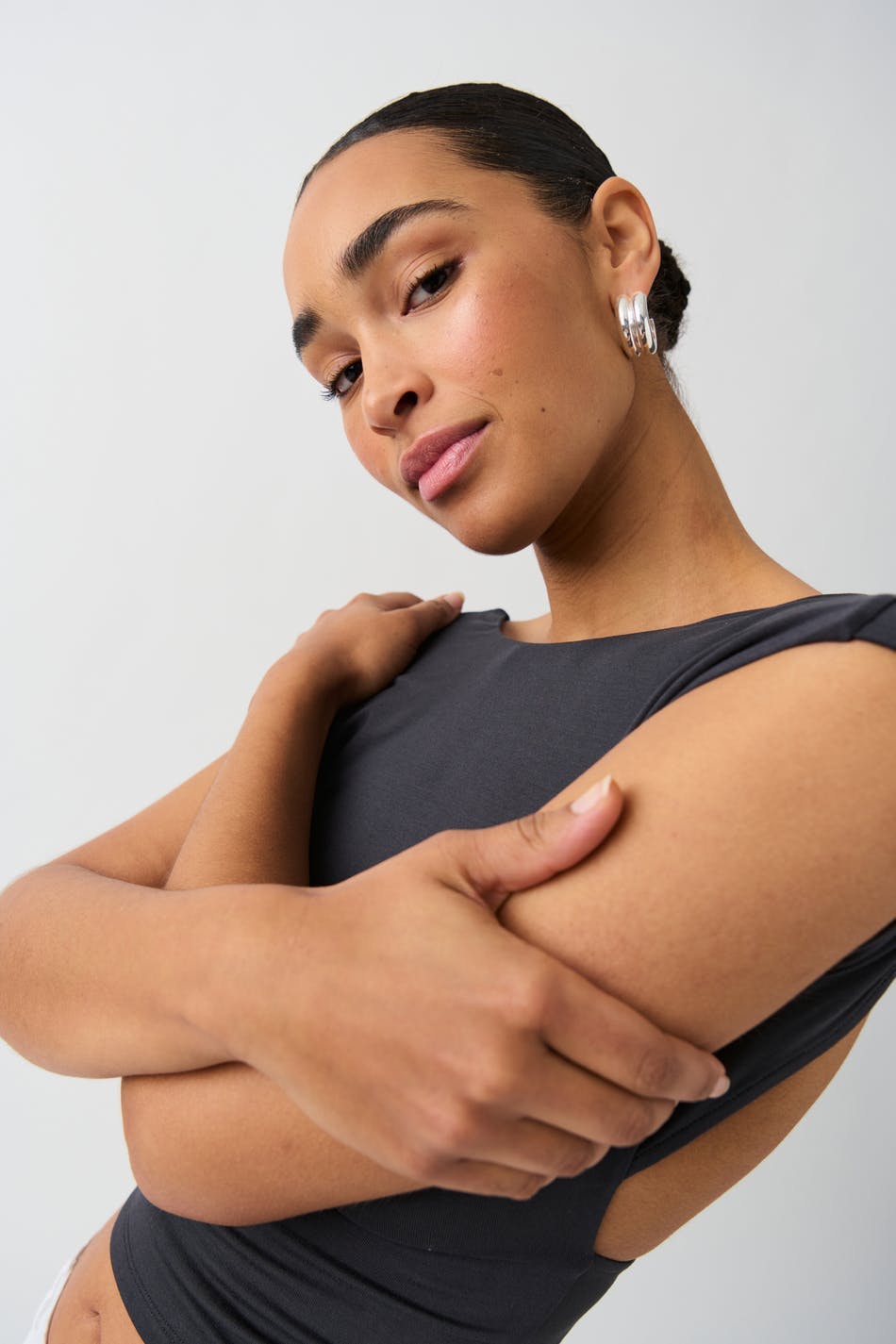 Soft touch open back top - Noir