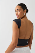 Soft touch open back top - Stone