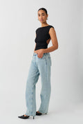 Soft touch open back top - Noir