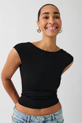 Soft touch open back top - Noir