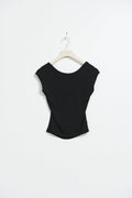 Soft touch open back top - Noir