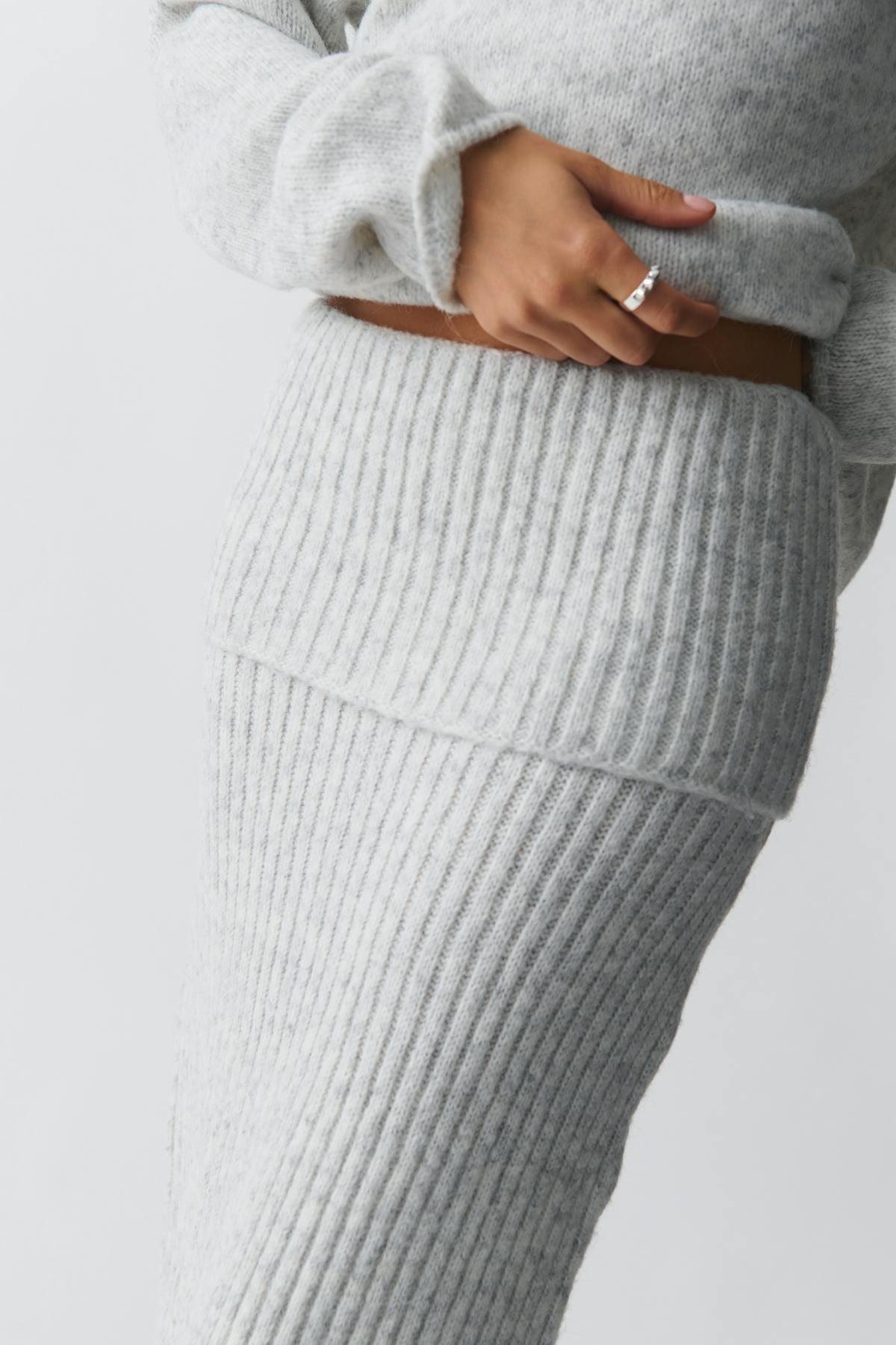 Knitted folded down skirt - Noir