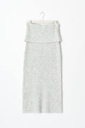 Knitted folded down skirt - Lt grey melange