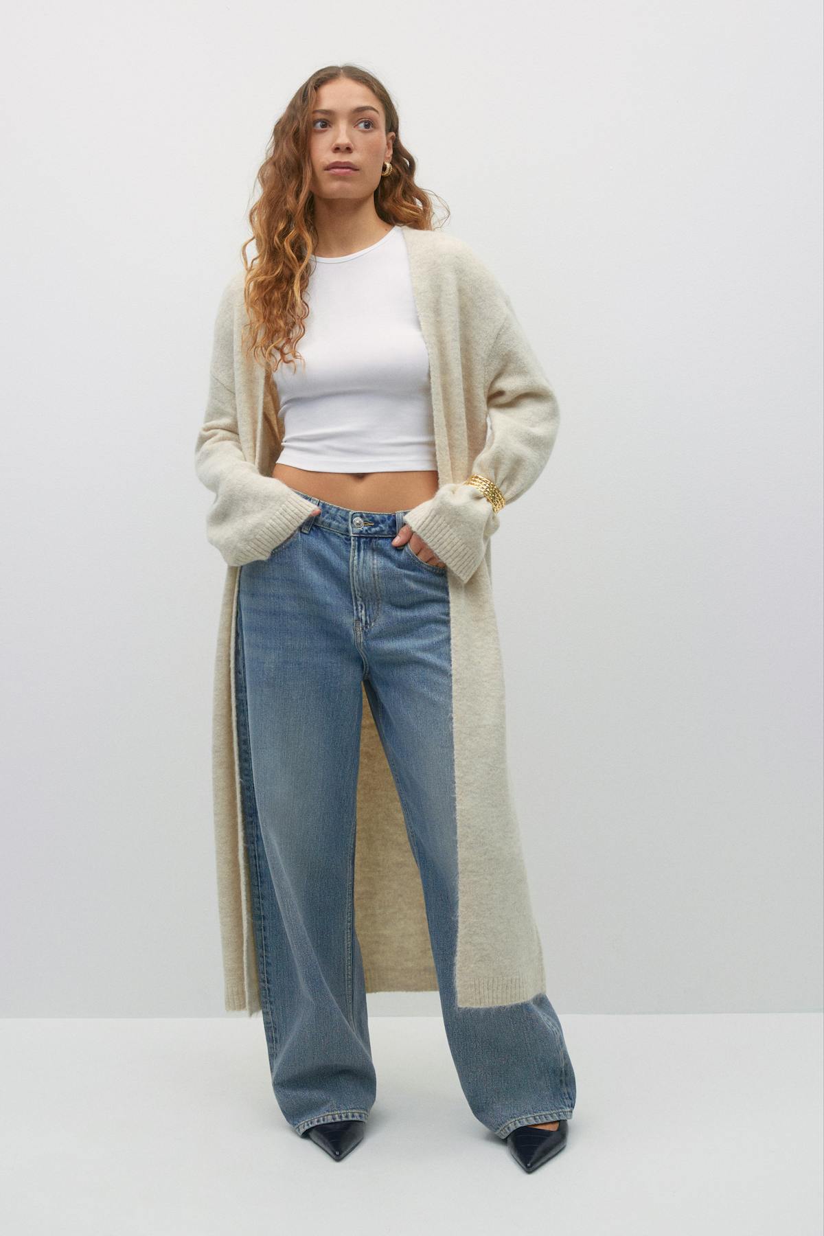 Long knitted cardigan - Noir
