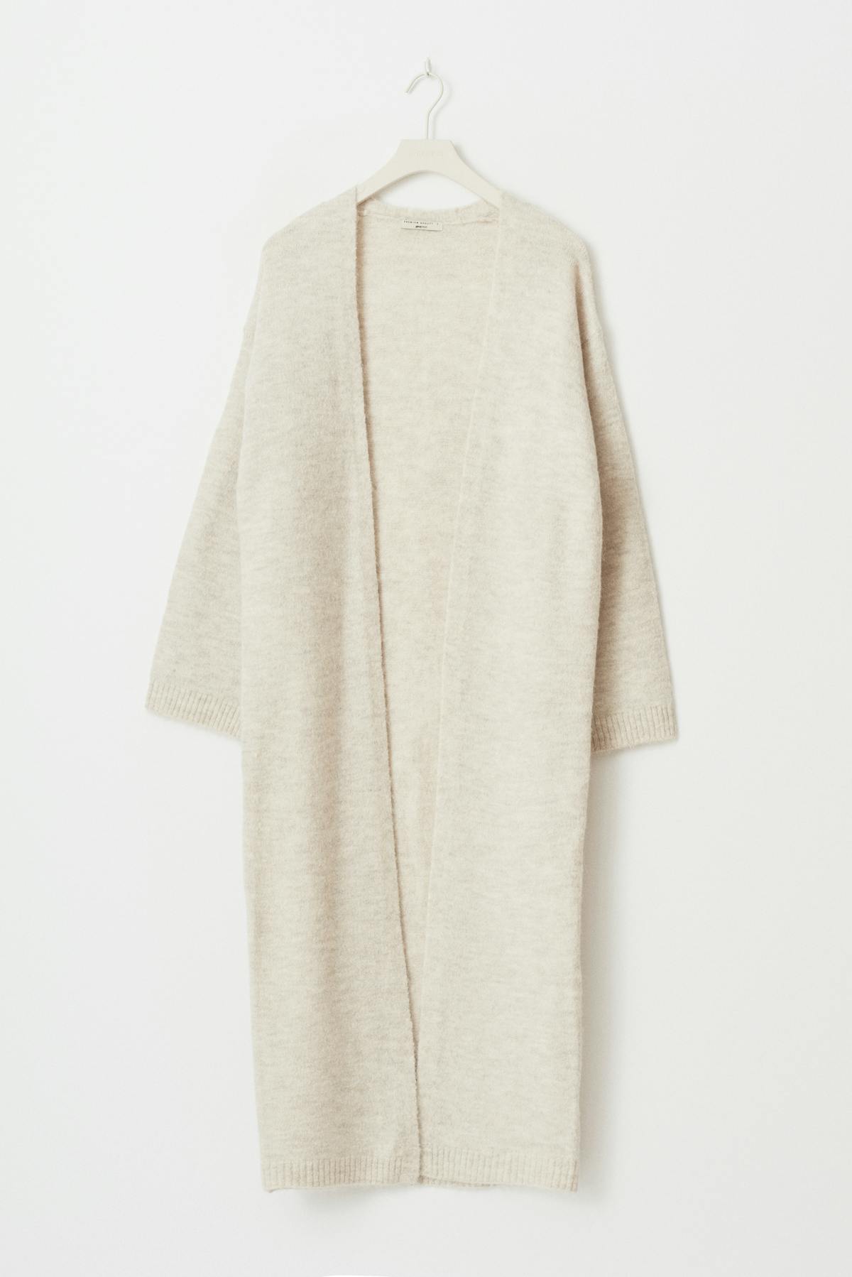 Long knitted cardigan - Oat melange