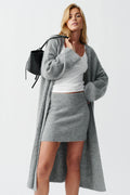Long knitted cardigan - Mid grey mel