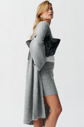 Long knitted cardigan - Mid grey mel