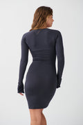 Square neck mini dress - Stone