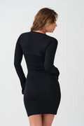 Square neck mini dress - Stone