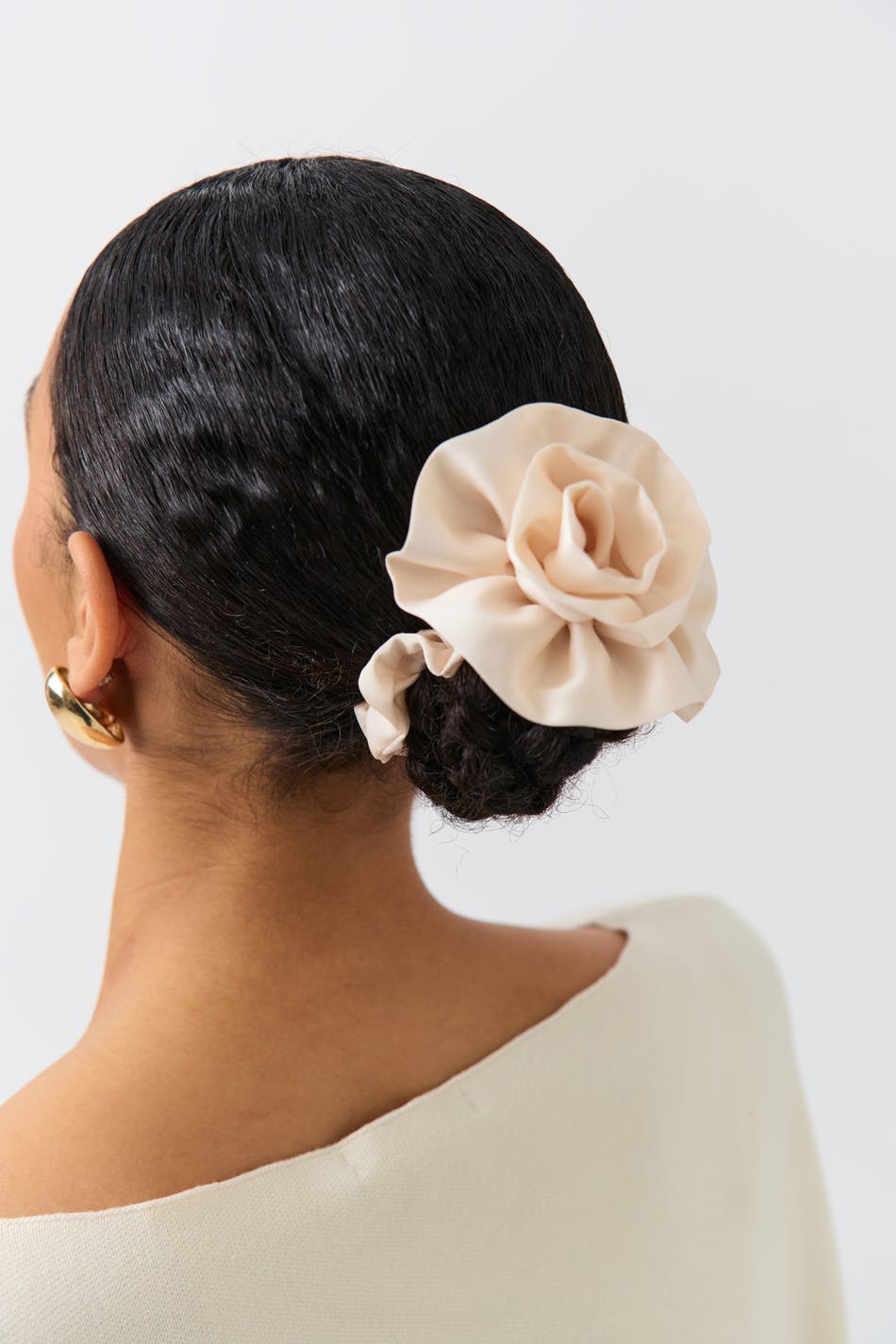 Big flower scrunchie - Blanc cassé