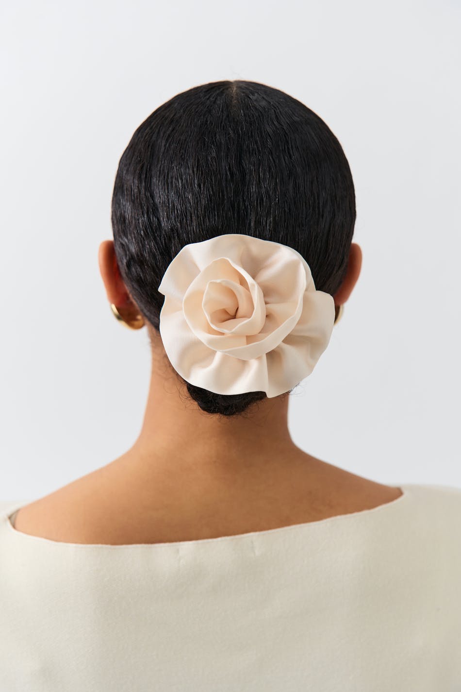 Big flower scrunchie - Blanc cassé