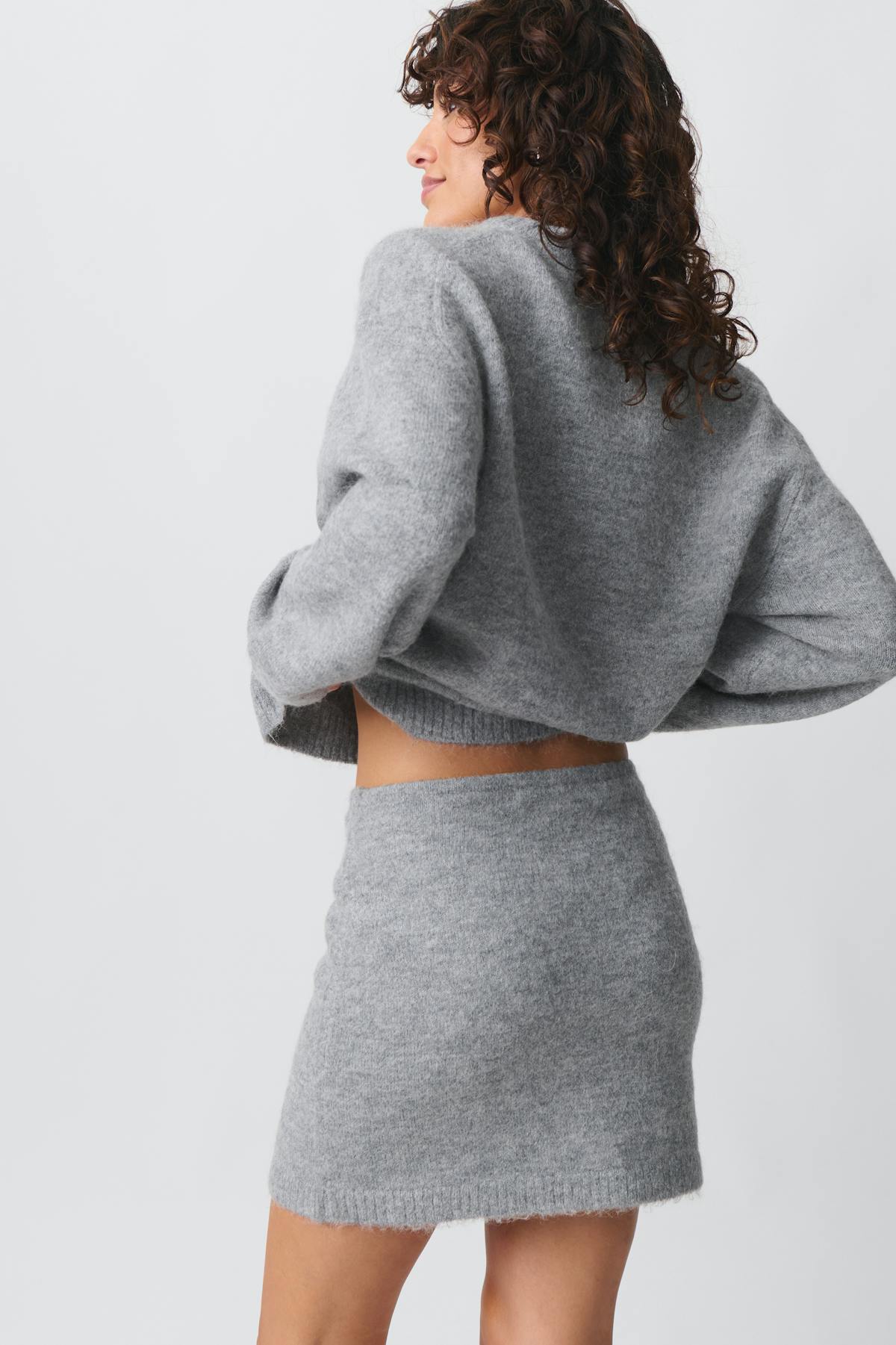 Knitted mini skirt - Mid grey mel