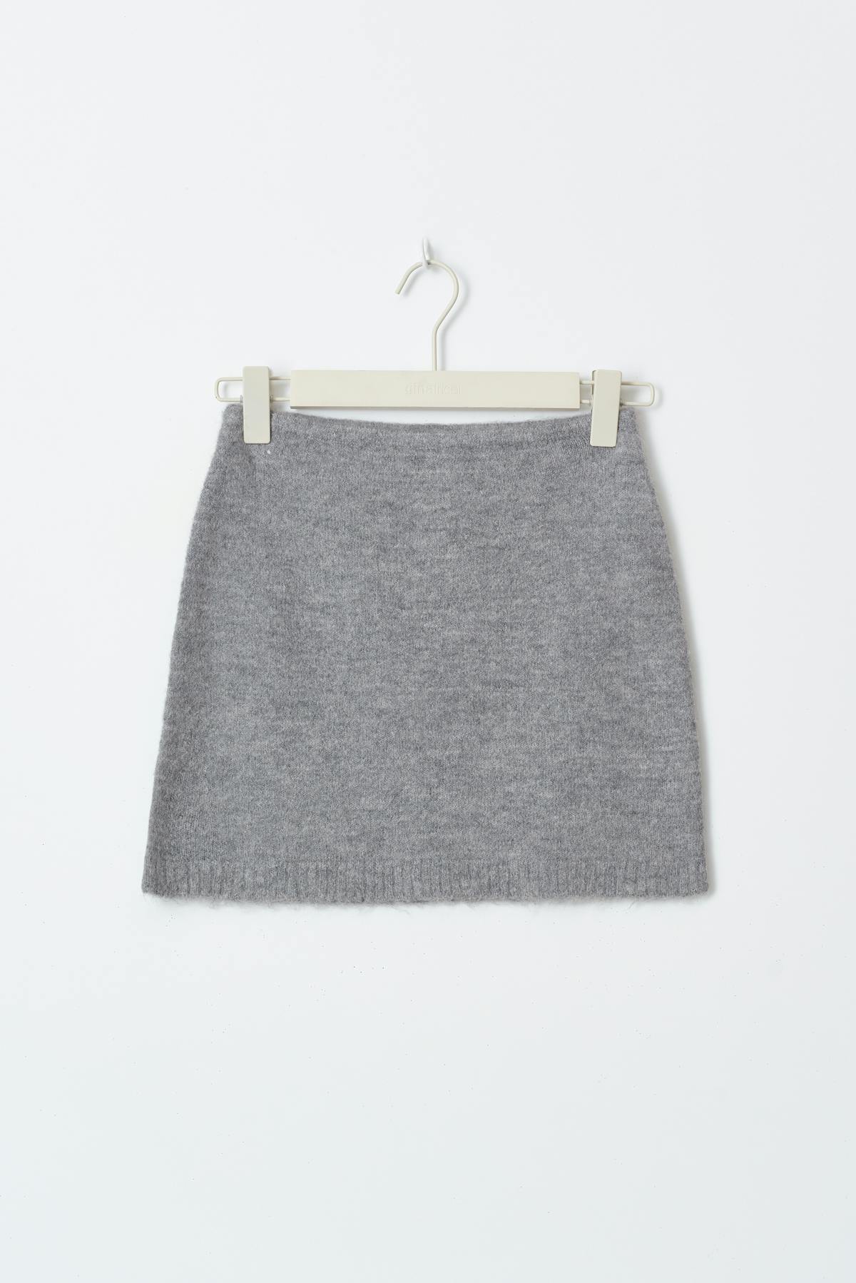 Knitted mini skirt - Mid grey mel