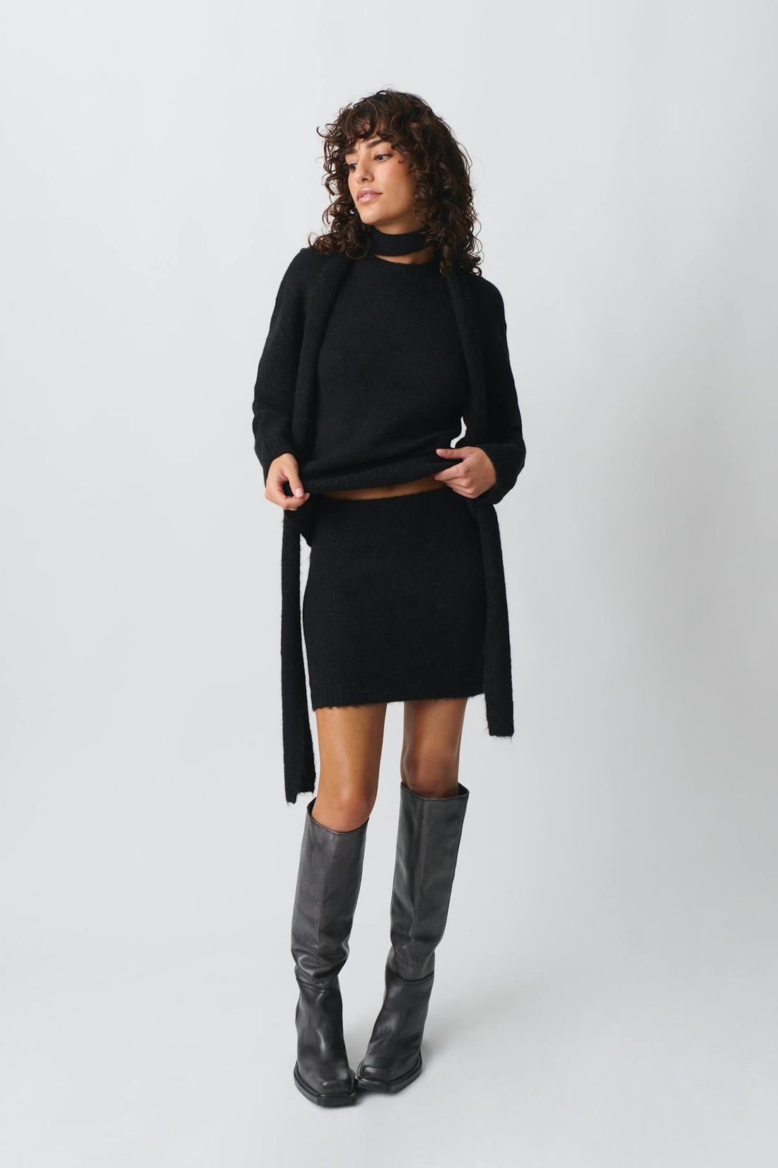 Knitted mini skirt - Noir