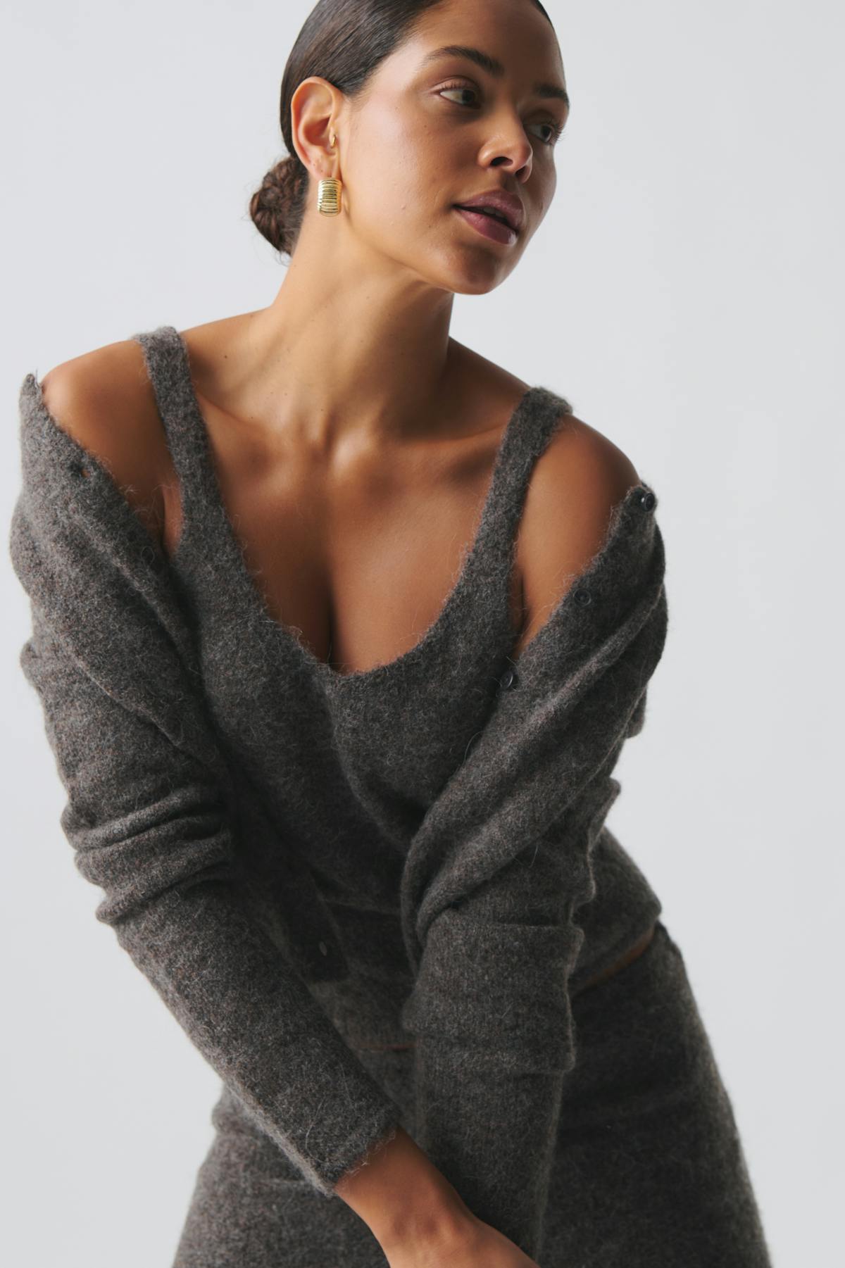 Knitted singlet - Mid grey mel