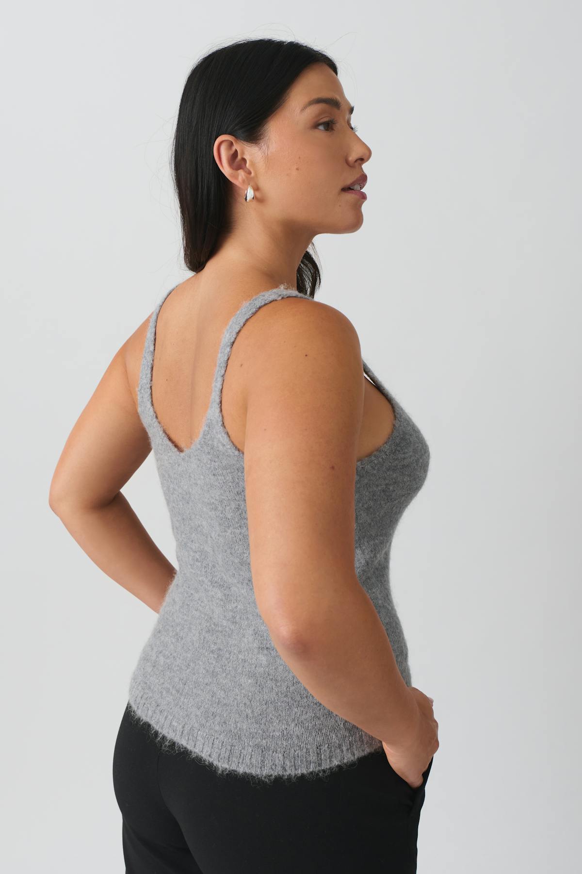 Knitted singlet - Mid grey mel