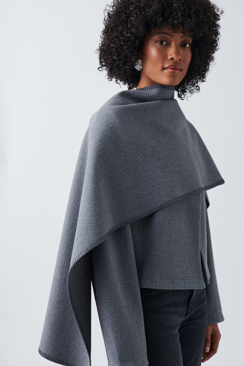 Blanket stitch scarf - Grey melange