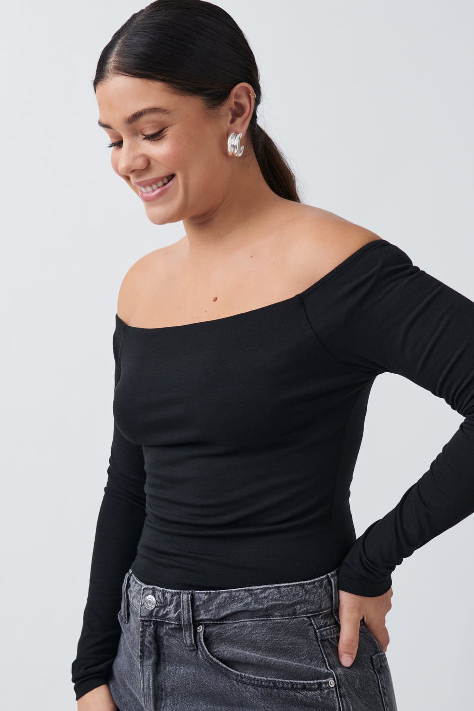 Tight off shoulder top - Zen blue