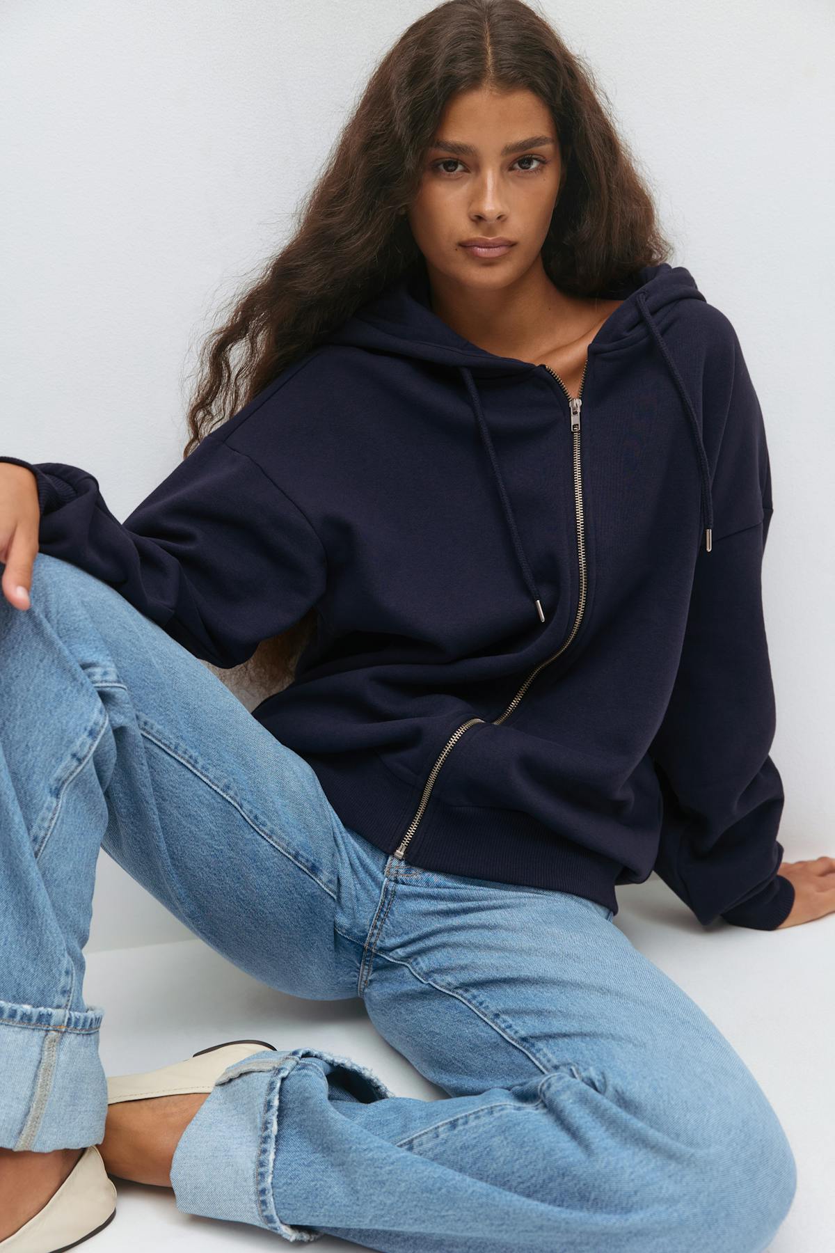 zip hoodie - Peacoat