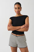 Striped soft shorts - White/black