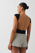 Striped soft shorts - White/black