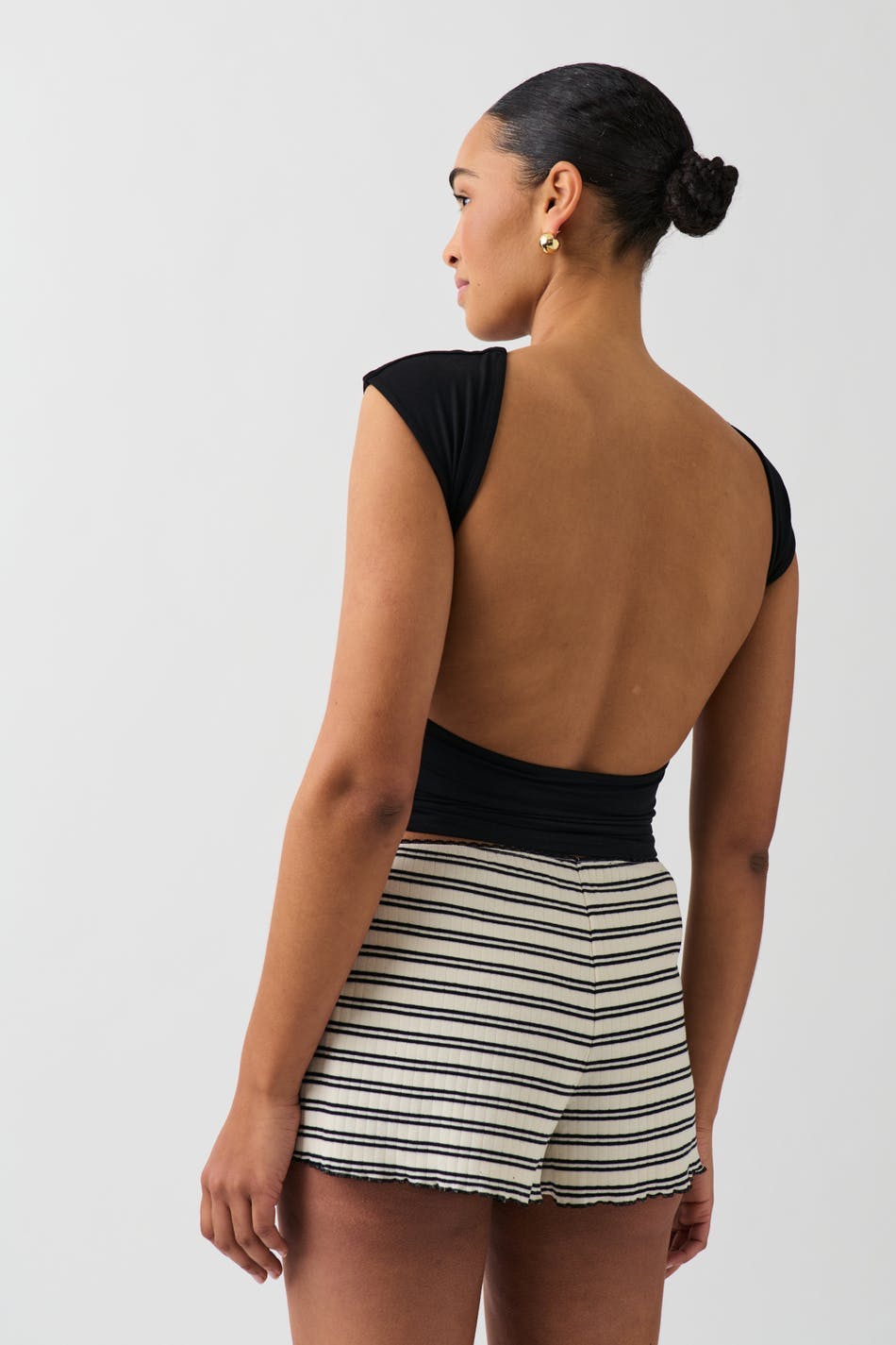 Striped soft shorts - White/black