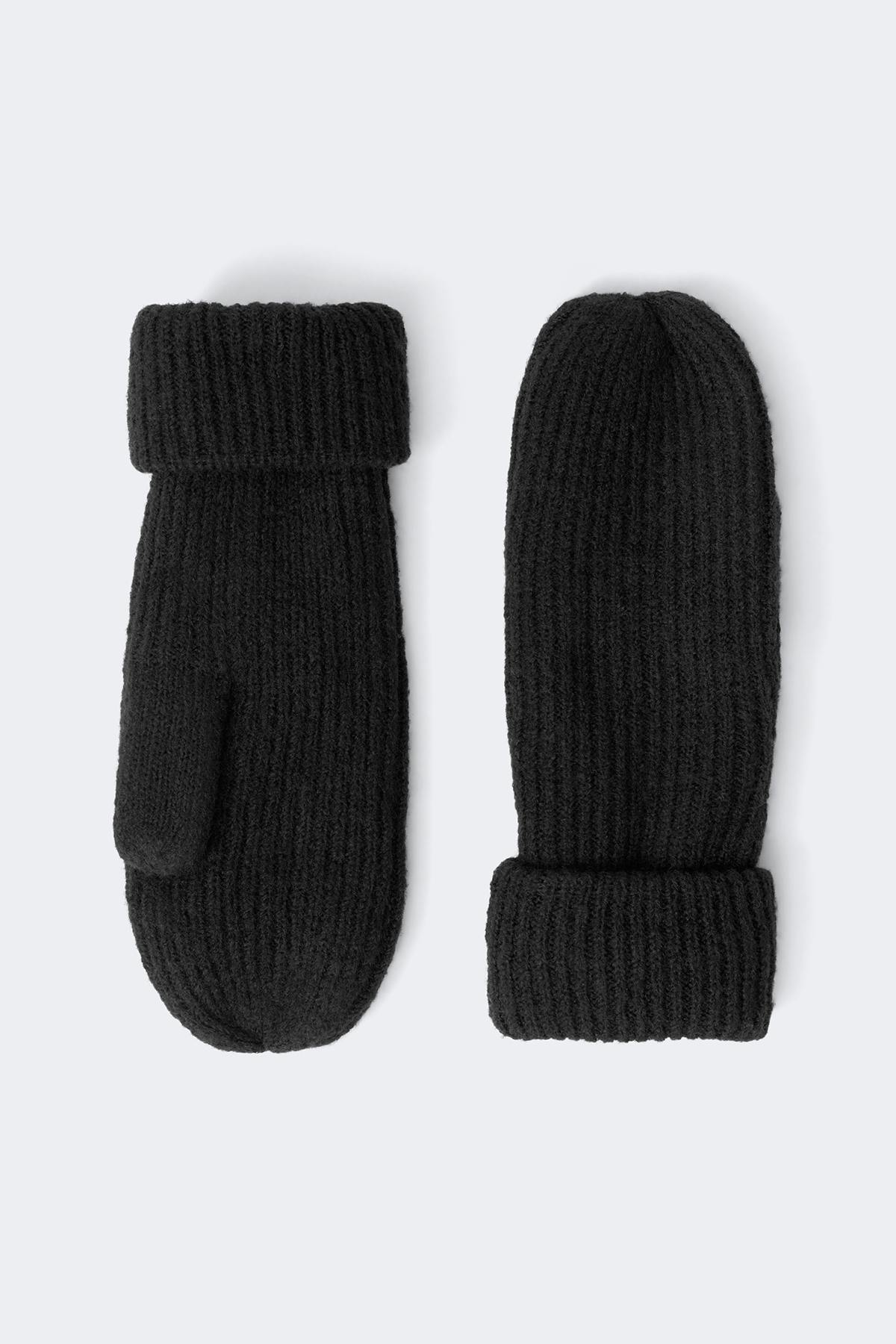 Rib mittens - Chocolate brown