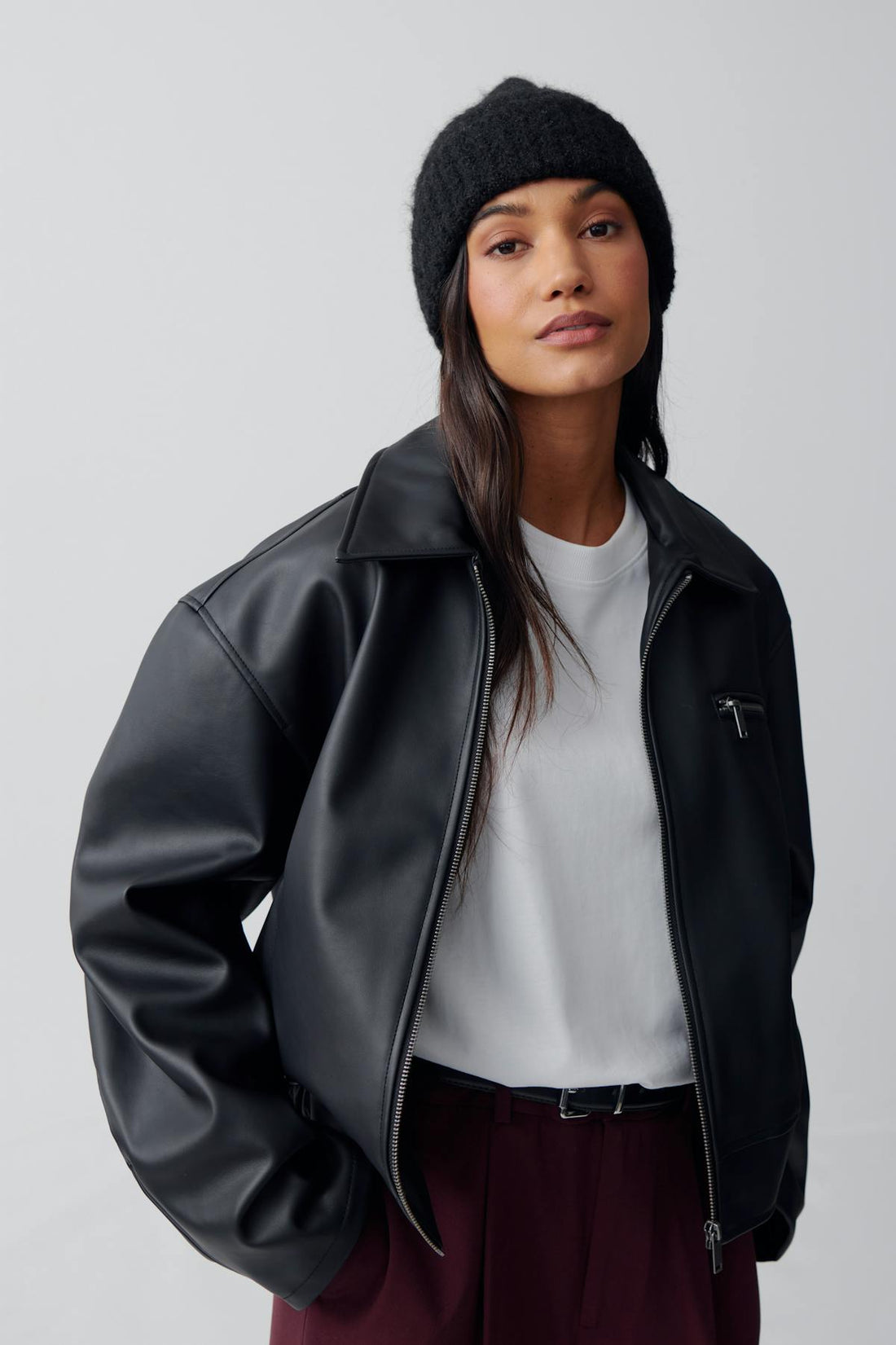 brushed beanie - Noir