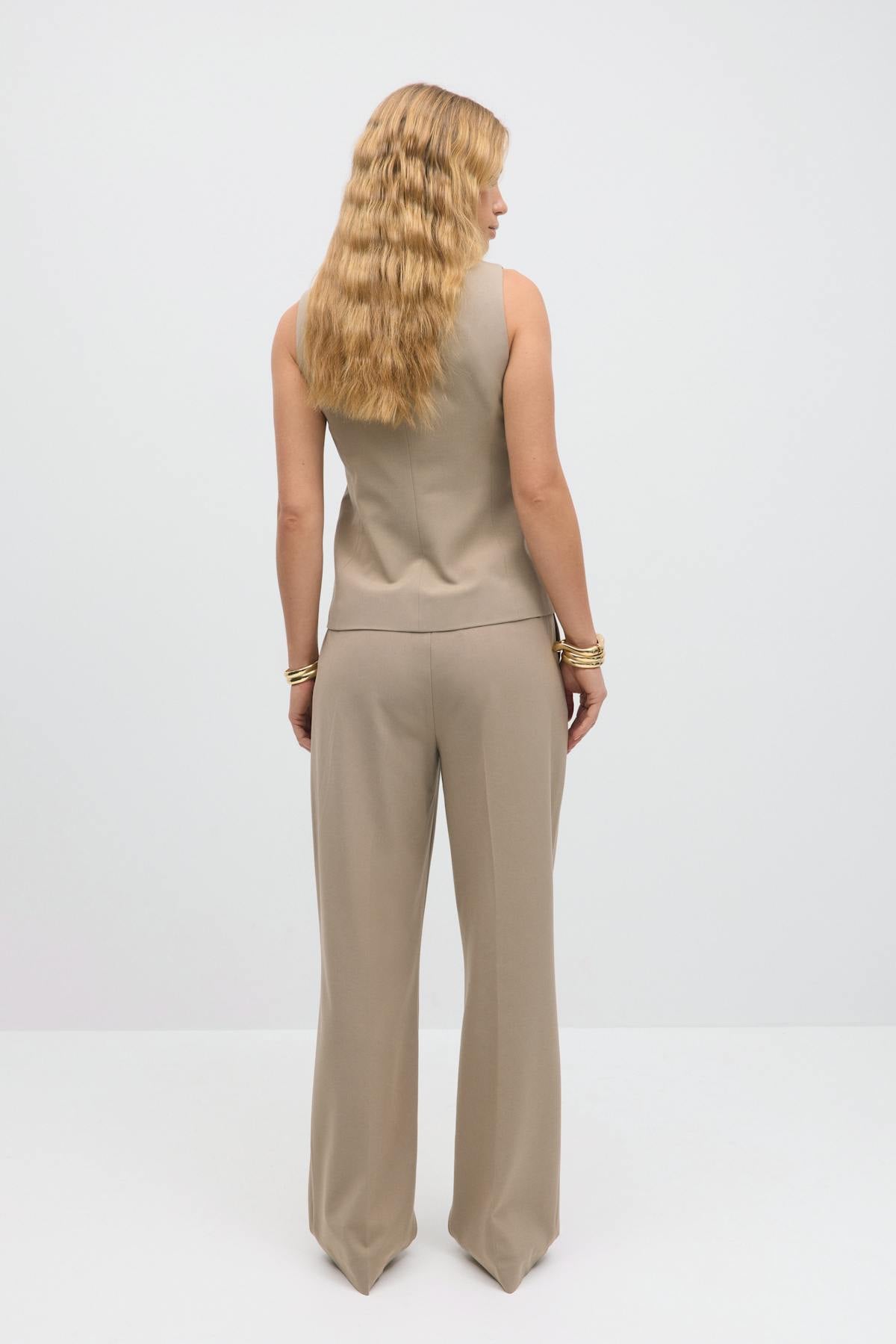 Tailored wide trousers - Dk grey melange