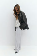 Tailored wide trousers - Dk grey melange