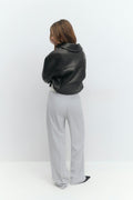 Tailored wide trousers - Dk grey melange