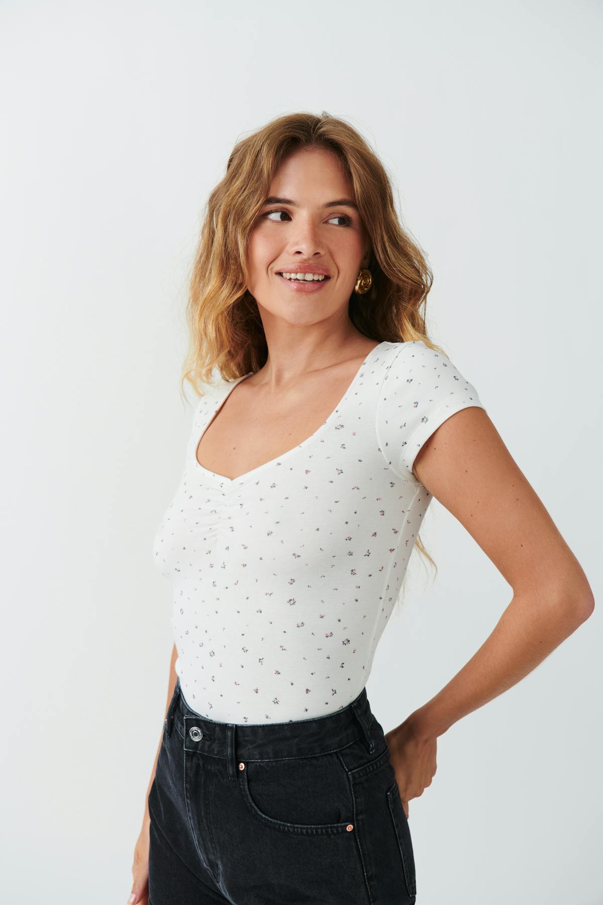 Scrunch detail top - Blanc cassé
